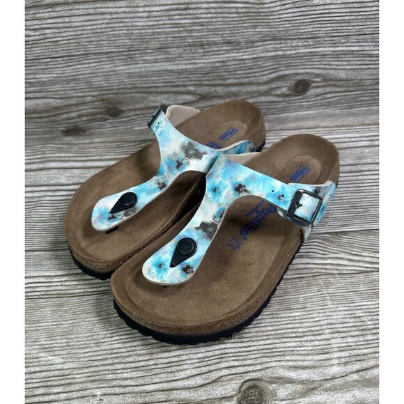 Birkenstock Papillio Florida Blue Pixel Women’s Sandals Soft Bed Size 37 - Picture 5 of 8
